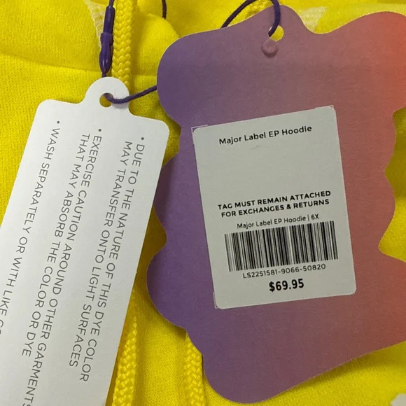 Women's Yitty Yellow & White Major Label EP Hoodie Plus Size 6X - Picture 6 of 6